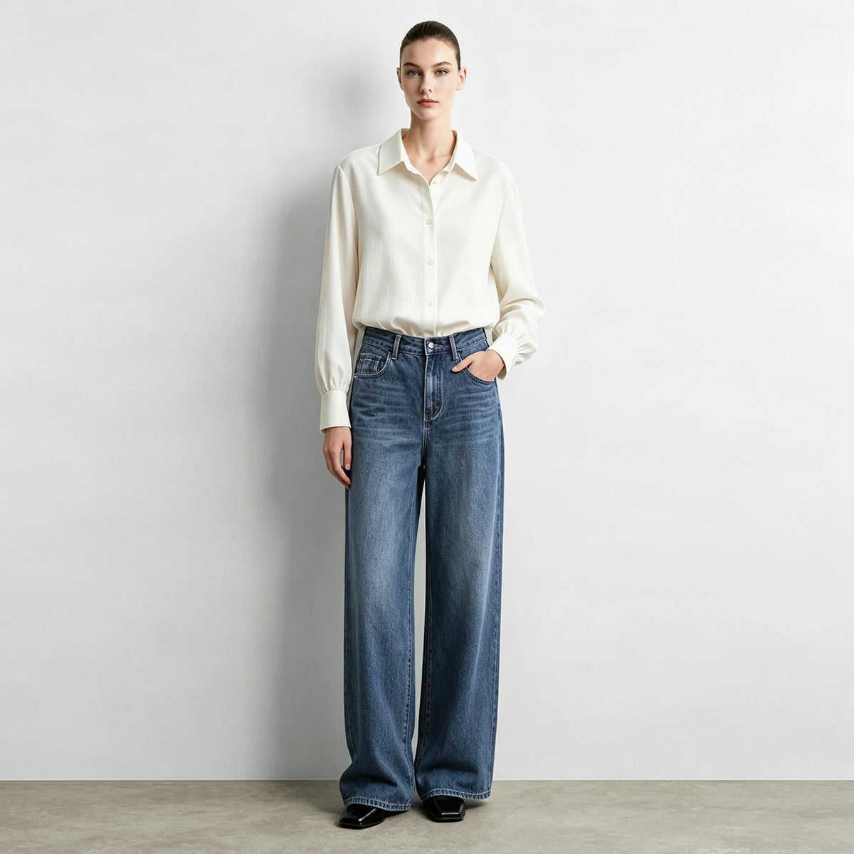 Women's Color Block Straight Jeans - Slimming Autumn Denim