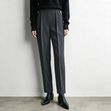 Women's Tapered Cropped Pants - Slimming Business Casual Trousers
