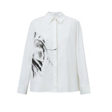 Women's Cotton Long Sleeve Blouse - Minimalist Casual Commuter Shirt