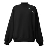 Women's Mock Neck Oversized Sweatshirt - Autumn Embroidery Pullover