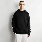 Women's Hooded Letter Print Sweatshirt - Casual Loose Knit Pullover