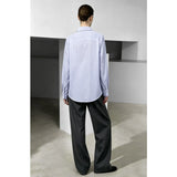 Women's Striped Long Sleeve Blouse - Beaded Office Wear